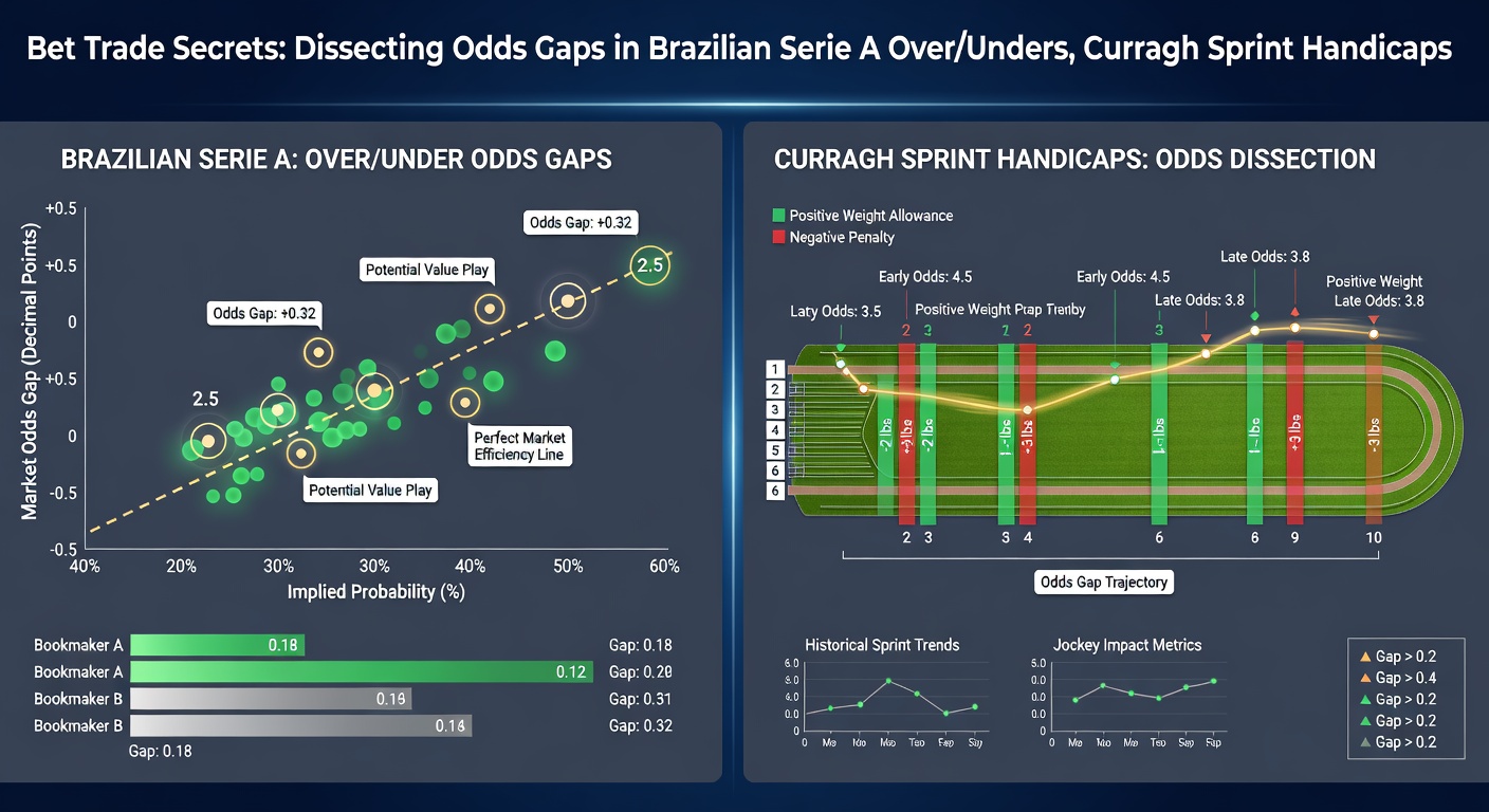 Close-up of horses thundering down the Curragh straight in a sprint handicap, highlighting jockey positions and odds boards in the background