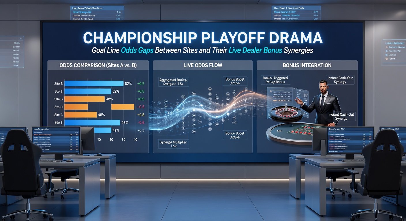 Live dealer table with betting interface overlay showing goal line odds during a playoff match