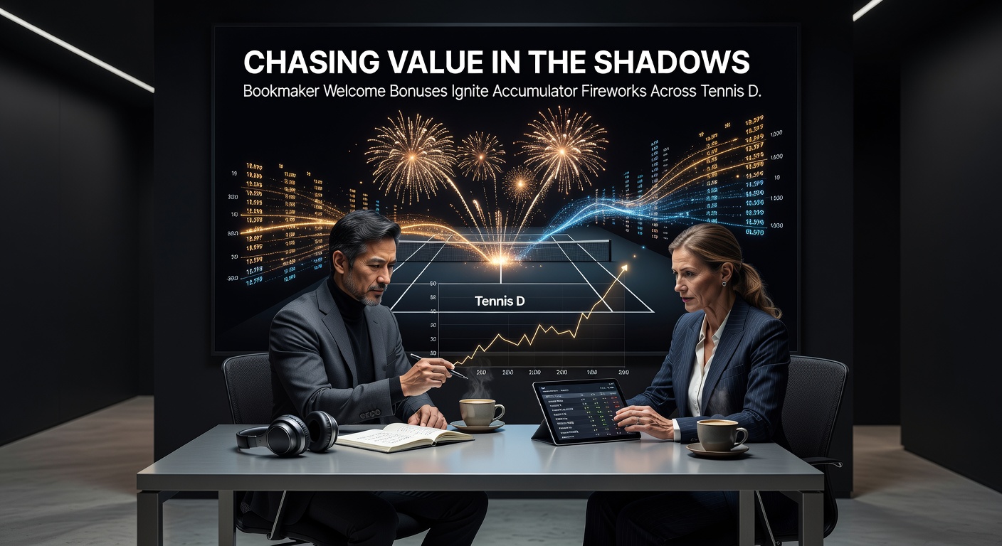 Graphic showing accumulator odds building from football draws, tennis doubles, and horse racing places with welcome bonus boosts