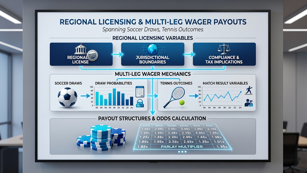 Split screen showing tennis match statistics alongside racing place payout tables and licensing compliance forms