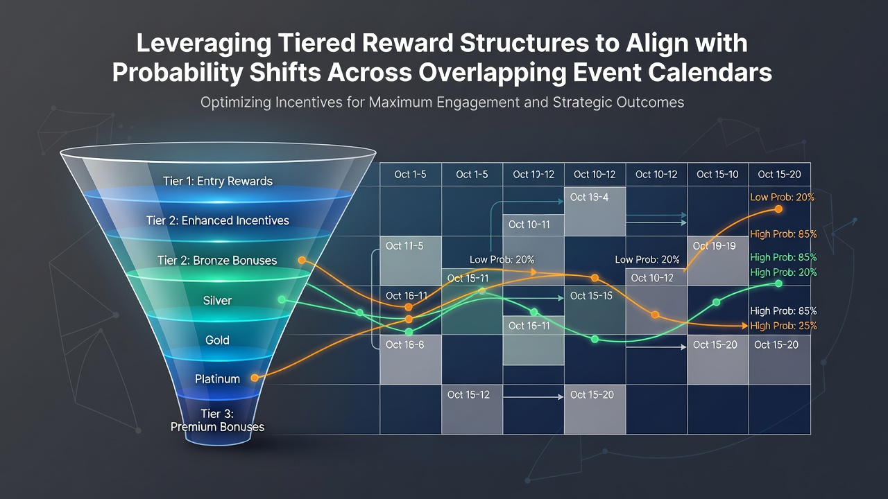 Sports betting calendar overlap visualization with reward tier indicators