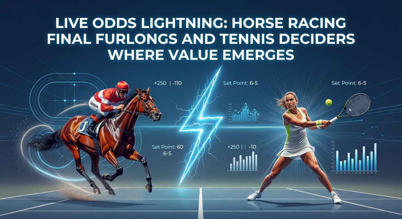 Dramatic horse race entering the final furlongs with horses neck-and-neck and crowds cheering intensely