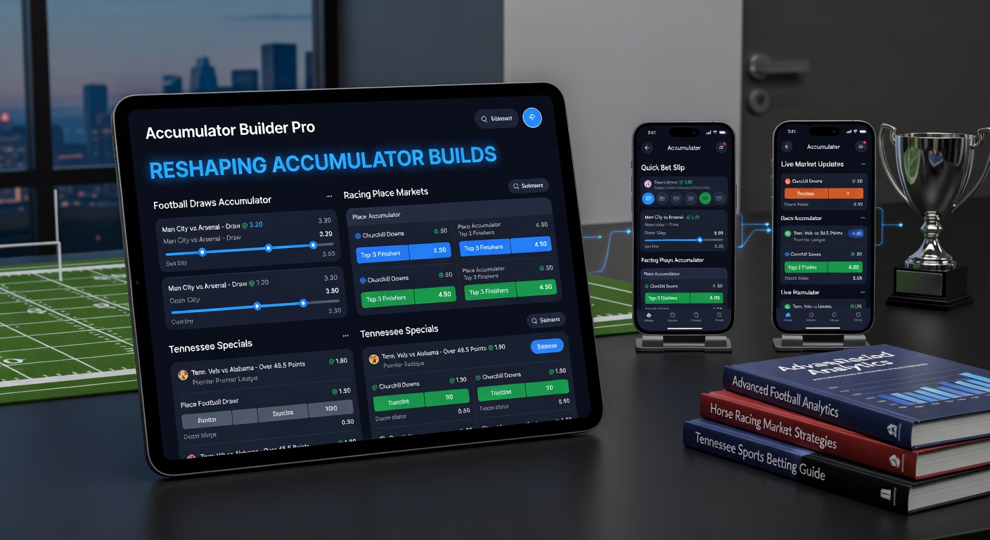 Close-up of racing place market and tennis break point accumulator builder on a smartphone screen with live statistics overlays