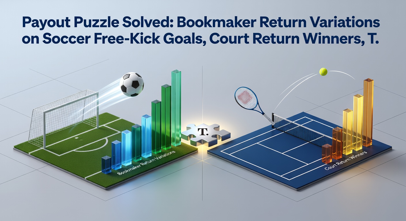 Tennis player celebrating a return winner on court, with overlaid bookmaker payout comparison charts for dead-heat scenarios in racing