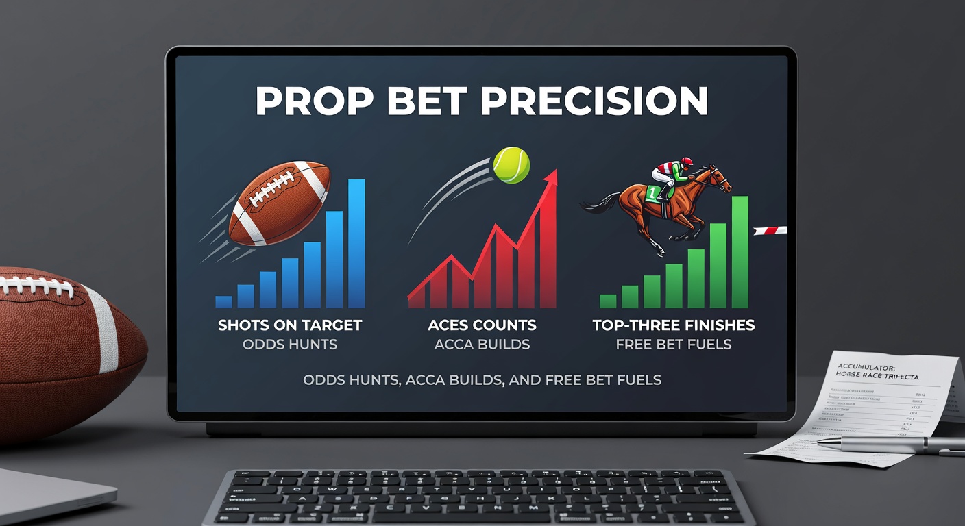 A dynamic split-image showing a footballer striking a shot on target, a tennis player serving an ace, and a horse crossing the finish line in third place, highlighting precision prop betting opportunities across sports