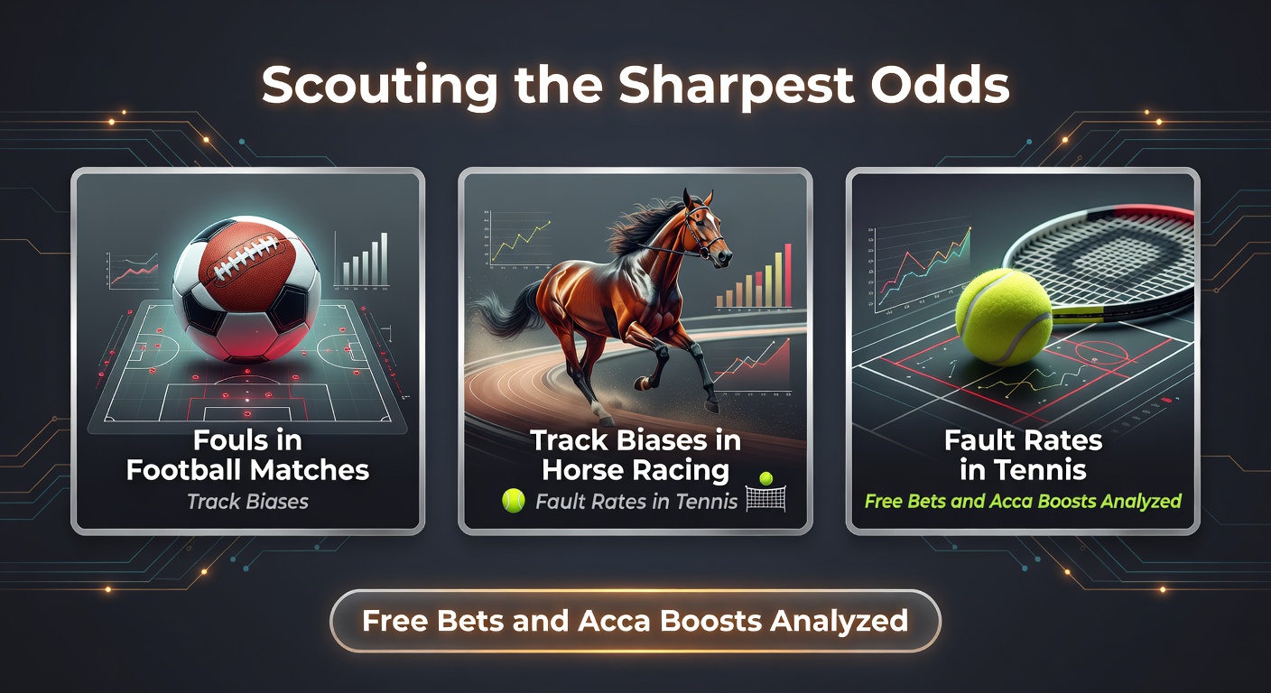Comparison chart of bookmaker odds on football fouls, horse track biases, and tennis fault rates highlighting sharp value spots