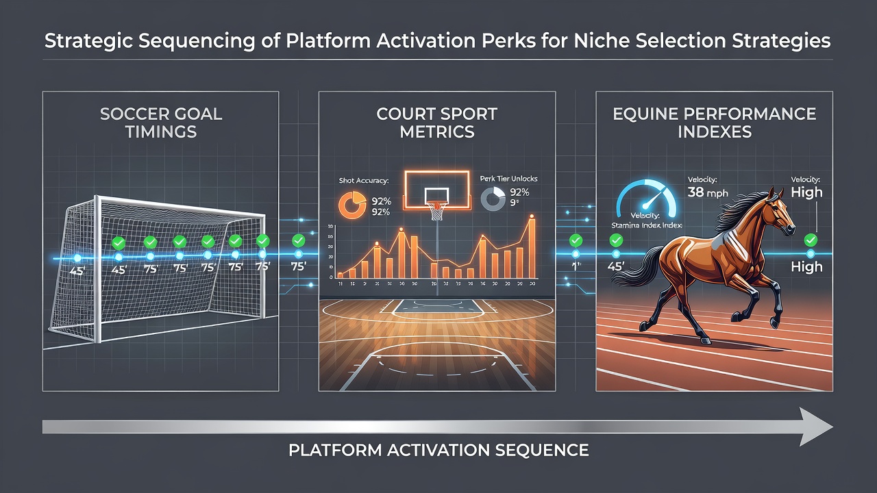 Platform activation perks sequenced across soccer goal timing data, tennis court metrics, and horse racing performance indexes