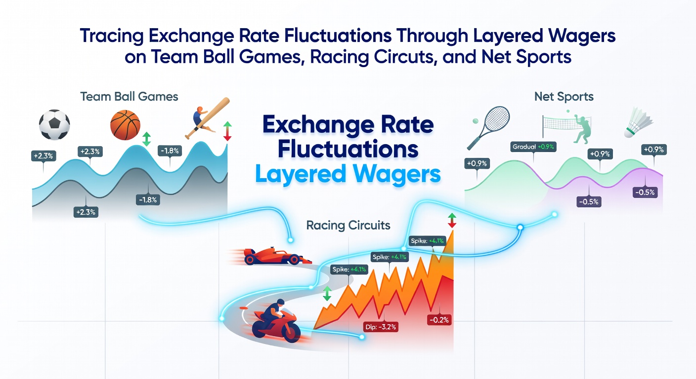 Exchange rate charts overlaid on soccer, horse racing, and tennis betting interfaces showing layered wager structures
